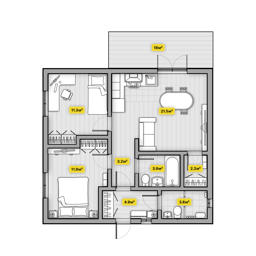 План дома из Теплоблока в Красноярске - Уютный 94 м²