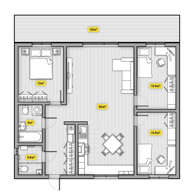 План дома из Теплоблока в Красноярске - Флагман 130 м²