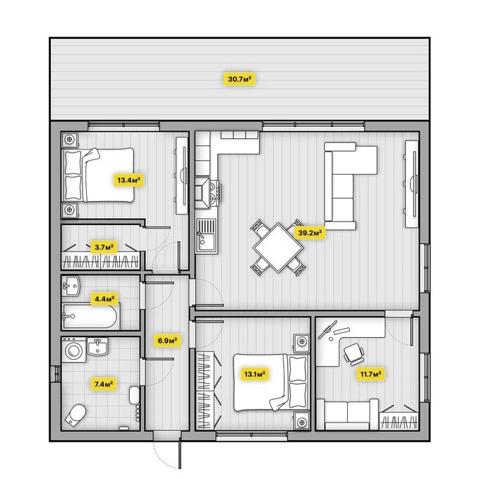План нового дома из Теплоблока в Красноярске - Флагман-Лонг 131 м² 